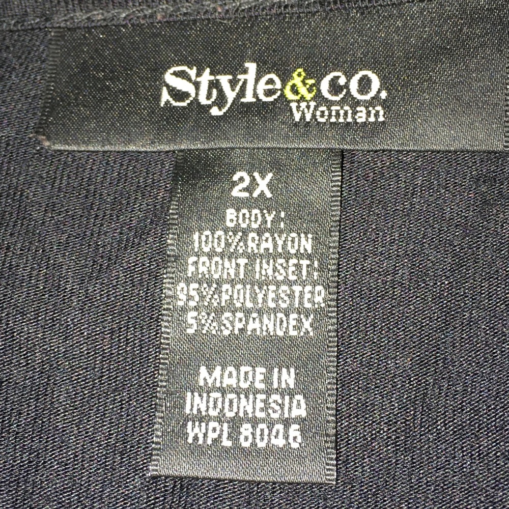 Style & Co Abstract Layered Look V Neck Blouse - Picture 5 of 6